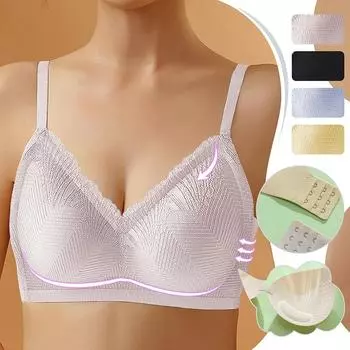 Сексуальный цельный бюстгальтер для женщин без стального кольца, дышащее нижнее белье небольшого размера, простое нижнее белье с эффектом пуш-ап, бесшовный бюстгальтер без косточек M чёрный