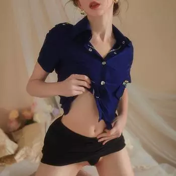 Sexy pajamas stewardess uniform suit cos cosplay pure lust women s lingerie One size