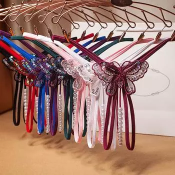 Sexy Pearl Butterfly Embroidery Lingerie Panties Sex Thongs Underwear