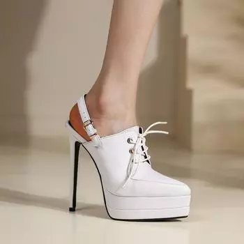 Сексуальная обувь на высоком каблуке с острым носком, женские сандалии, туфли-лодочки на платформе, женские шлепанцы, вечерние свадебные туфли с пряжкой, женские мюли 39 белый