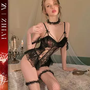 сексуальное чистое желание, подтяжки, маленькая грудь, показывающая большую открытую промежность, бесплатный боди, искушение страстью, прозрачная одежда, открывающая грудь One size [80-60kg]