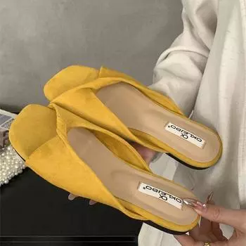 Sexy Red Twisted Square Open Toe Slides Women s Designer Slip-On Mules Dress Slippers Ladies Flat Party Prom Slippers 35