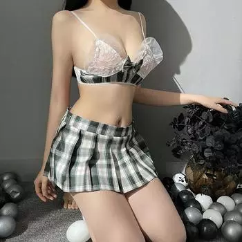 Сексуальный Сексуальный Медведь Разрезная Юбка JK Униформа Костюм Страсть Пижама Соблазнение Парные Принадлежности Косплей Average size 80-60kg