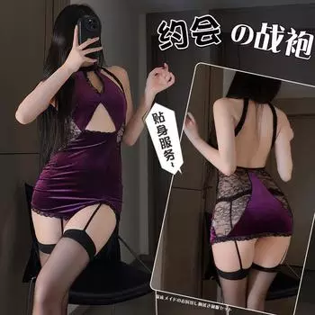Сексуальный Сексуальный ципао ночной клуб перспектива чистое желание свободный от соблазна униформы маленькая грудь эротическое нижнее белье пижама комплект с шеей average size (80-60kg)