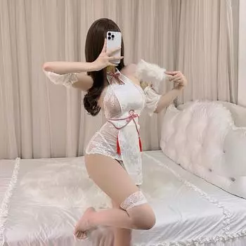 Сексуальный сексуальный полый воротник-стойка на кулиске, облегающее бедро ципао, античный комплект униформы Ханфу, чистый Average size