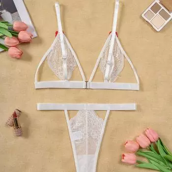 Сексуальное кружевное соблазнение, горячая ажурная униформа-тройка, женская пижама S