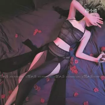 Сексуальный сексуальный кружевной топ-труба перспектива искушение разрез вилкой полый вырез длинное платье большой размер один предмет нижнего белья F