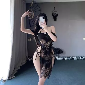 Сексуальное сексуальное женское нижнее белье для маленькой груди кружевное прозрачное пижама античный ципао униформа соблазнительный комплект 9 One Size