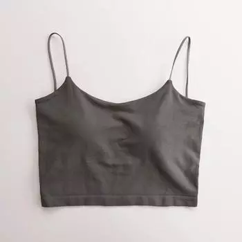 Sexy Short Padded Strap Vest Women s Summer Sexy Beauty Back Outer Wear Inner Wear Bra One-Piece Base Tops Dark gray M