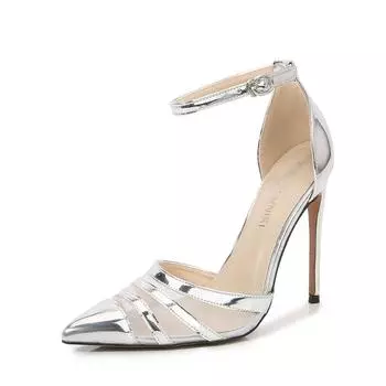 Sexy style pointed high heels thin heel shallow mouth hollow word with mesh hollow high heel sandals 35