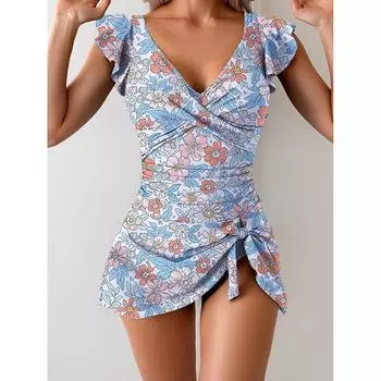 Sexy Summer V-neck Lace Trim One-piece Swimsuit Cross-border Fashion New Arrival Bikini Set Women s Swimwear S