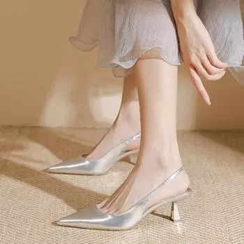 Sexy Thin Heels Party Women s Pumps 2024 Summer Women Shoes Pointed Toe Fashion High Heel Comfortable Shallow Shoes Silver 34 серебряный