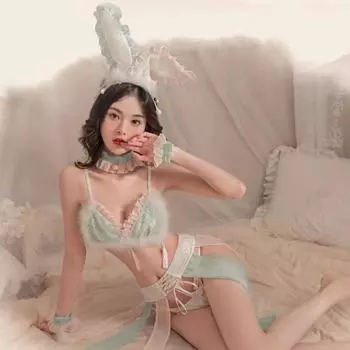 Сексуальное нижнее белье античный ханьфу Лунный заяц Праздник середины осени Гочао униформа соблазнение плюшевое мягкое милое нижнее белье One Size