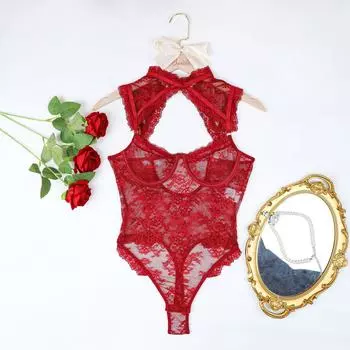 Сексуальное нижнее белье вышивка вставка сетка полупрозрачное нижнее белье страсть сексуальный комбинезон комплект с S