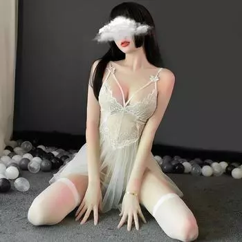 Сексуальное нижнее белье женское сексуальное фея сетка перспектива соблазн кружево тонкий ночная сорочка на подтяжках одежда для дома M