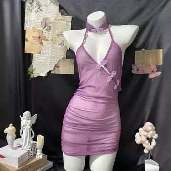 Сексуальное нижнее белье Новый сексуальный стиль Античная бабочка Любовь Цветок Перспектива Ципао Открытая грудь Набедренный ремешок Женщины One Size