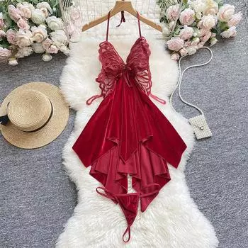 Сексуальное нижнее белье, сексуальный бархат с открытой спиной, плюс нагрудная подушечка, подвязка для чулок pure desire, ночная рубашка, халат, чехол для домашней одежды. M