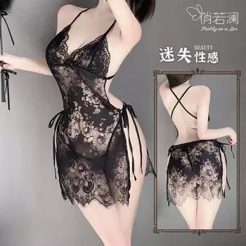 Сексуальное нижнее белье, сексуальная кружевная юбка на подтяжках, соблазн бесплатной униформы на шнуровке, чистая ночная сорочка желаний 5036 average size [can wear 80-60 kg]