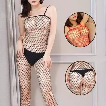 Сексуальное нижнее белье Сексуальные открытые женские чулки из одной части Сетчатая одежда Прозрачная униформа Соблазнительные цельные сетчатые носки One Size