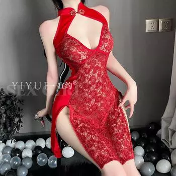 Сексуальное нижнее белье Сексуальное искушение чистым кружевом Ципао античный разрез перспектива маленькая грудь свободная от униформы one size fits all