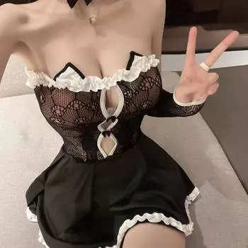 Сексуальное нижнее белье короткая юбка потрясающая униформа женщины-кошки яркий шелковый стример очаровательное сексуальное дразнящее платье Average size within 80-60 kg
