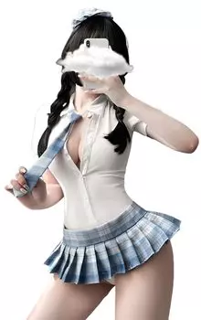 Сексуальная униформа косплей галстук школьница косплей мини-юбка светло-голубой клетчатый узор [Lady Lazy]