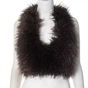Sexy Vacation Dehaired Angora Knitted Sweater Brown S