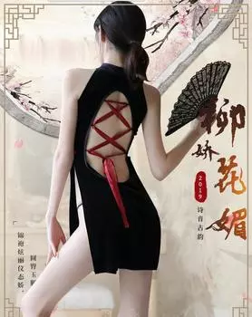 Сексуальное бархатное винтажное ципао с завязками на спине, сексуальная полая униформа, соблазнение, женское 77 one size fits all