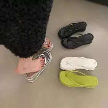 Sexy Wedge Sandals Women Metal Chain Summer Gladiator Platform Clip Toe Ankle Strap Sandal Ladies Shoes Female Fashion Sandalias 35 серебряный