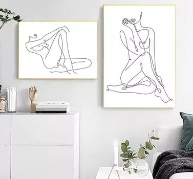 Сексуальная женщина боди-арт холст постер абстрактные минималистские настенные картины однострочные картины для домашнего дизайна безрамный декор для дома без рамки 21*30cm No Frame