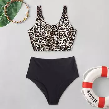Sexy Women Bikini Set Leopard Print Padded Swimwear Bathing Swimsuit Beachwear M