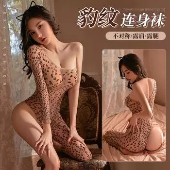 Sexy Women Lingerie Leopard Open Crotch Body Stocking Original Porn Bodysuits Female Elasticity Mesh Pantyhose Cosplay Costumes One Size