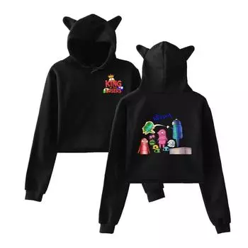Sexy Women R.E.P.O Cartoon Print Cropped Sweatshirts Oversize Loose Harajuku Pullovers Korean Casual Tops XS белый