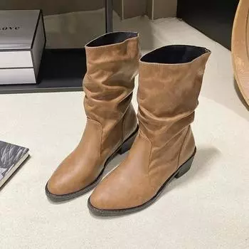 Сексуальные женские сапоги, зимние, сохраняющие тепло, выше колена, сапоги из искусственной замши, высокие сапоги с круглым носком, удобные, со шнуровкой, на низком каблуке 35 чёрный