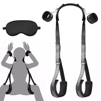 Sexyhot SM Goods Ножной ограничитель Растяжимый ремень Наручники Ножные кандалы Обе ноги Обе руки Ограничительный ремень SM Регулируемая маска для глаз в комплекте