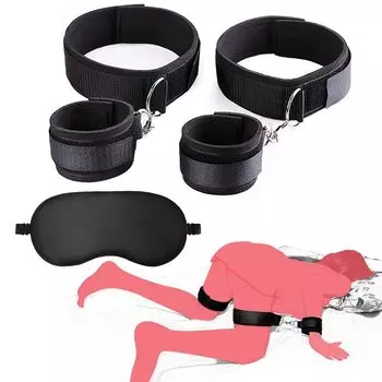 Sexyhot SM Goods SM Restraints Устройство для разведения ног Оковы для ног Ограничительный пояс Оковы для ног Наручники Маска для глаз SM Goods Регулируемый унисекс комплект из 2 предметов