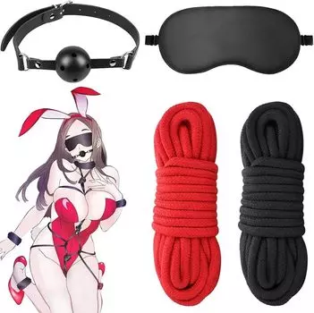 Sexyhot SM Ограничение SM Ограничение Черепаховый панцирь Связывание Ограничение SM Устранить Набор из 4 Набор, Веревка, Веревка, Кляп, Мяч, Повязка на глаза, Ограничение, Красота,