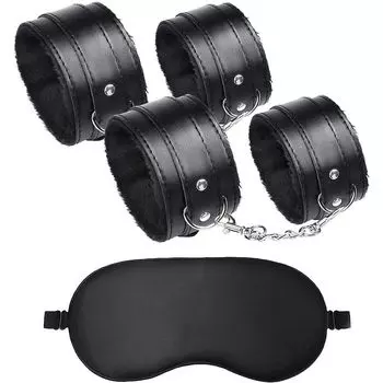 Sexyhot SM Restraints SM Eye Limb SM Set Goods, Set, Shackles, Handcuffs, Mask, Fluffy, Adjustable, Restraints, Painless, Binding, Beginners, Men s,