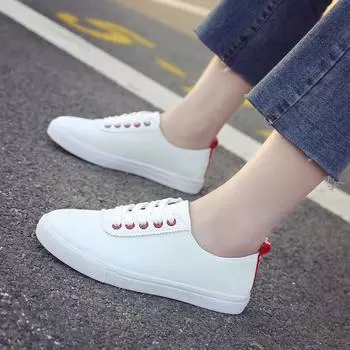 SexysexySpring Summer White Shoes Женская кожаная обувь на плоской подошве Повседневная обувь Кроссовки 35 чёрный