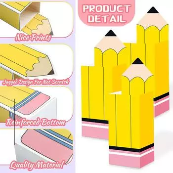Сезон «Снова в школу» Карандаши Коробки для конфет Коробки для попкорна Сувениры для вечеринок Учителя «Снова в школу» Школьные классы Украшения в честь открытия сезона One Size