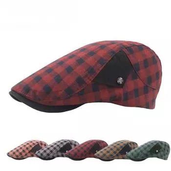 Сезонная хлопковая и льняная клетчатая дышащая молодежная шляпа для летнего отдыха на открытом воздухе, шляпа от солнца, берет с козырьком для мужчин и женщин Adjustable розовый