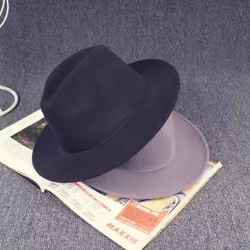 Сезонная искусственная шерстяная шляпа с большими полями, женская универсальная шляпа-цилиндр, шерстяная шляпа для защиты от солнца на открытом воздухе Adjustable коричневый