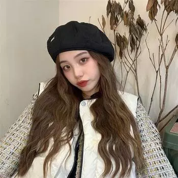 Сезонная мода, теплая, утепленная, женская, милая, восьмиугольная шляпа, шляпа художника, ромб, универсальная шляпа One Size бежевый