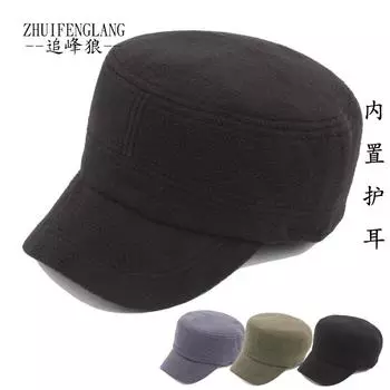 Сезонная мужская шапка с плоским верхом из шерсти и флиса, утолщенная термошапка, женская зимняя шапка для волос Adjustable серый