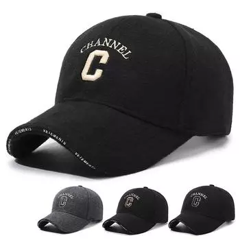 Сезонная повседневная шерстяная бейсболка с вышитым алфавитом для мужчин среднего и пожилого возраста, теплая, защищающая от холода, для активного отдыха Adjustable