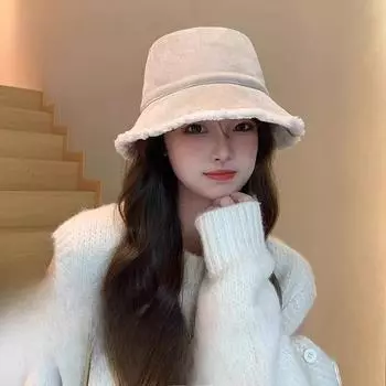 Сезонная шапка для рыбака с маленьким лицом, плюшевая зимняя сумка для головы, утолщенная теплая и морозостойкая вязаная плюшевая шерстяная шапка бежевый