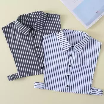 Сезонный декоративный воротник-подделка, женский полосатый воротник рубашки, хлопковый воротник-подделка, весна и осень, универсальный профессиональный воротник-подделка