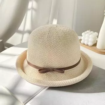 Сезонный солнцезащитный козырек от солнца вязаная шапка солнцезащитный крем сладкие шарики литературный цилиндр милый бант шляпа-ведро M56-58cm чёрный