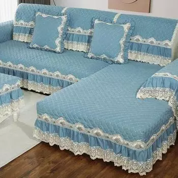 Сезонный универсальный высококачественный диванный коврик из хлопка и льна с кружевной вышивкой, противоскользящая подушка для сиденья, простая дышащая пылезащитная подушка для дивана 70x70cm 1pcs
