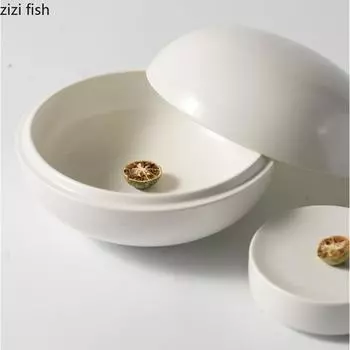 Сферическая керамическая миска Обеденная тарелка Тарелка для западной кухни Блюдо для сухого льда Сервировочные тарелки Десертная миска Тарелки для сашими Миска для закусок белый